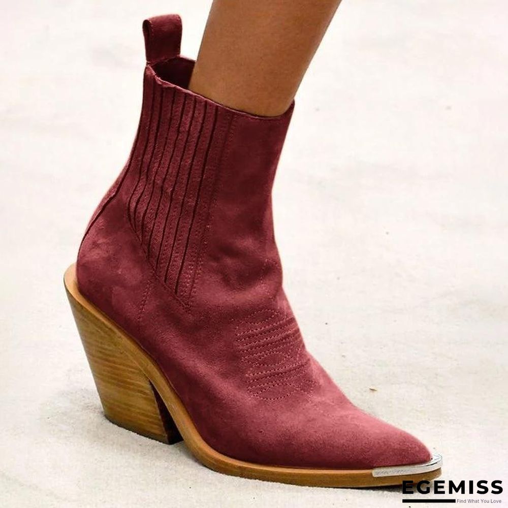 Chunky Heel Pointed Ankle Boots | EGEMISS