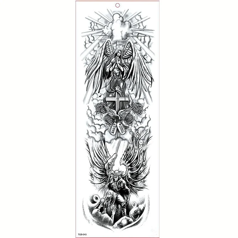 Lion Beast Rose Full Flower Body Art Tattoo Large Arm Sleeve Tattoo Waterproof Temporary Tattoo Sticker