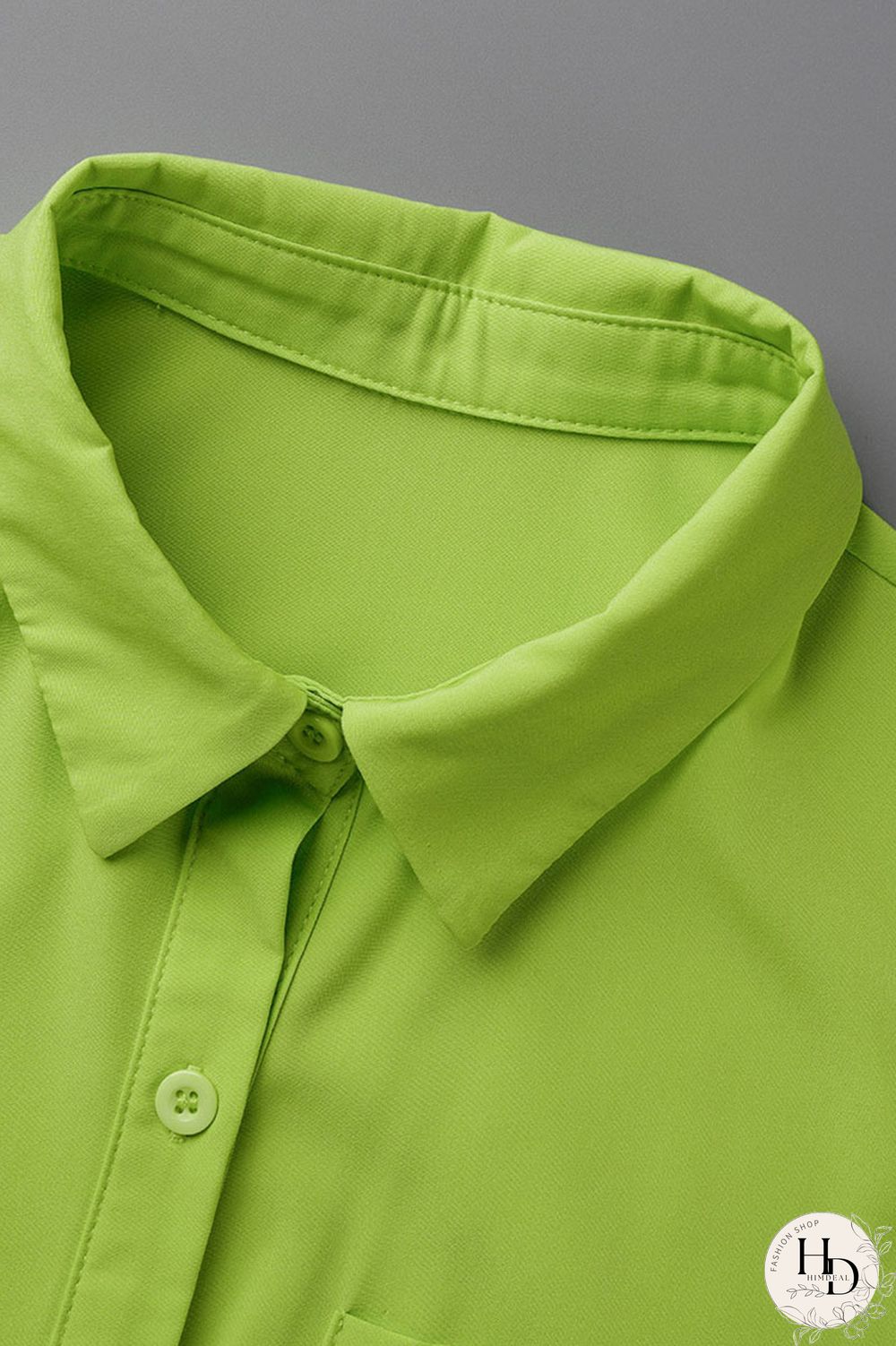 Fluorescent Green Casual Solid Bandage Patchwork Buckle Turndown Collar Shirt Dress Dresses