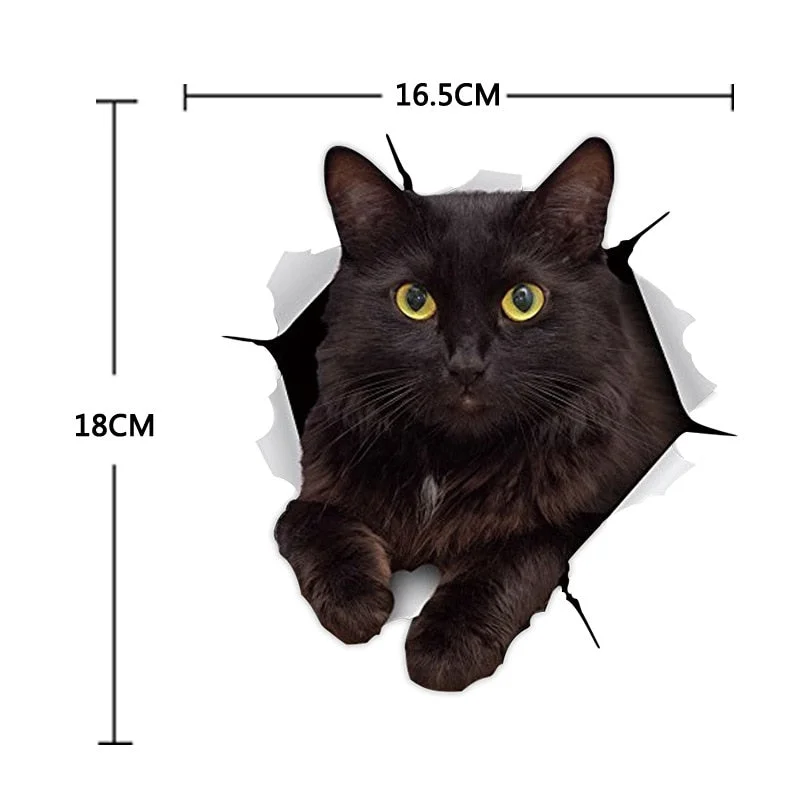 New Cat Dog 3D Wall Sticker Bathroom Toilet Kids Room Decoration Wall Decals Animal Sticker Refrigerator Waterproof Poster