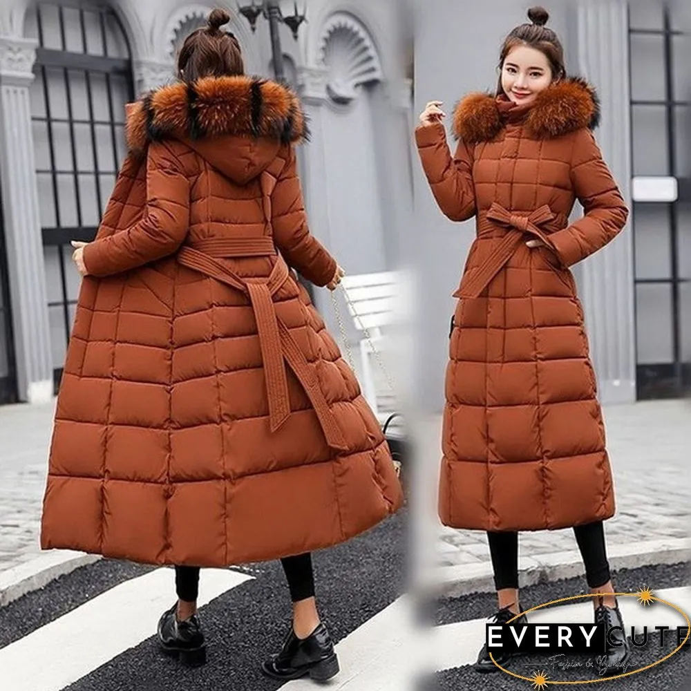 Womens Winter Fashion Coats Parkas Jackets Casual Hooded Down Mid-Length Removable Fur