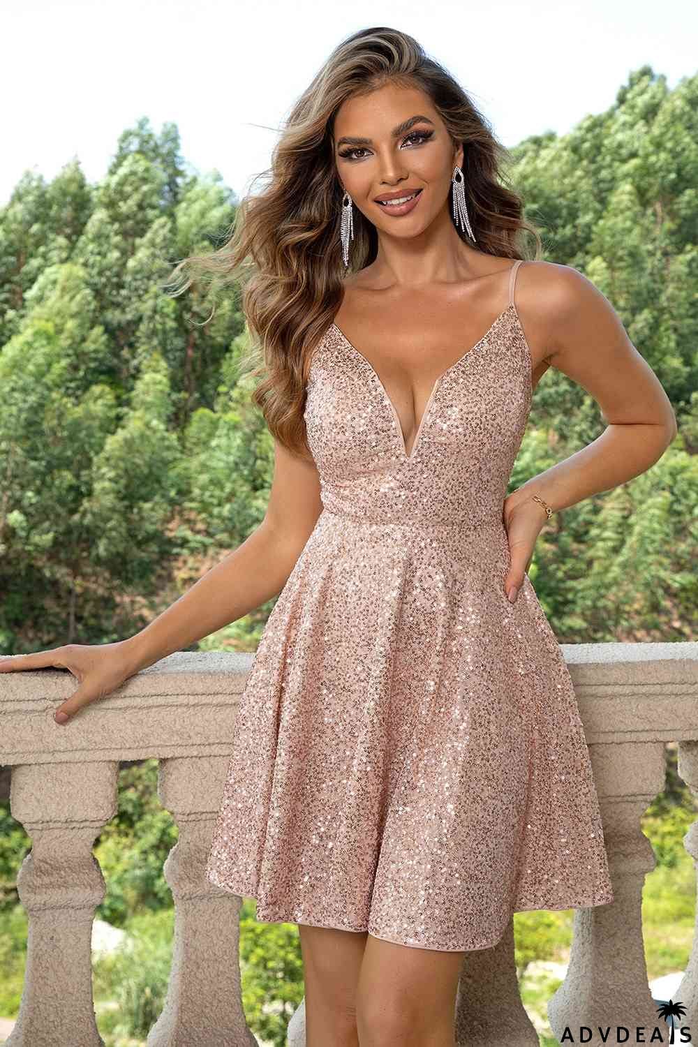 Sequin Spaghetti Strap Dress