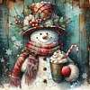 Snowman With Dessert-11CT Stamped Cross Stitch 45*45cm/17.72*17.72in
