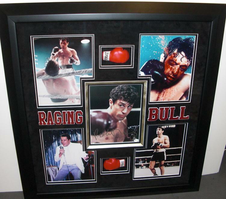 Robert De Niro Signed Autographed Raging Bull Photo Poster painting - Custom Framed mini gloves