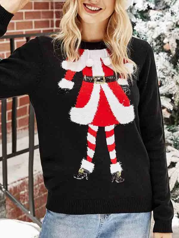 Womens Santa Claus Funny Christmas Sweater-elleschic