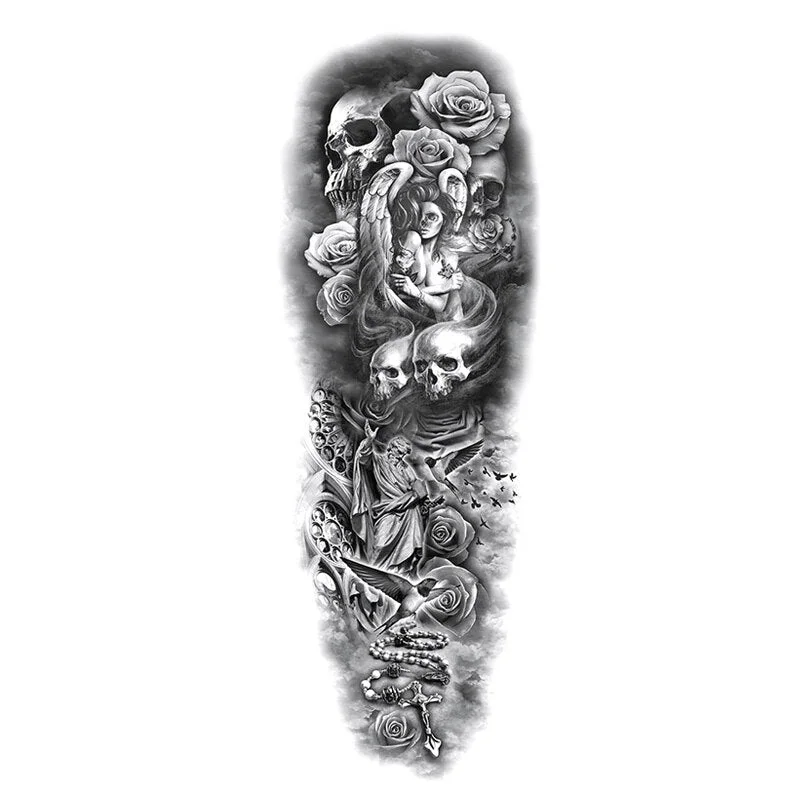 Waterproof Large Arm Temporary Tatoo Sticker Supernatural Fake Animal Stickers For Men Body Art Temporary Tattoo Skeleton Hand