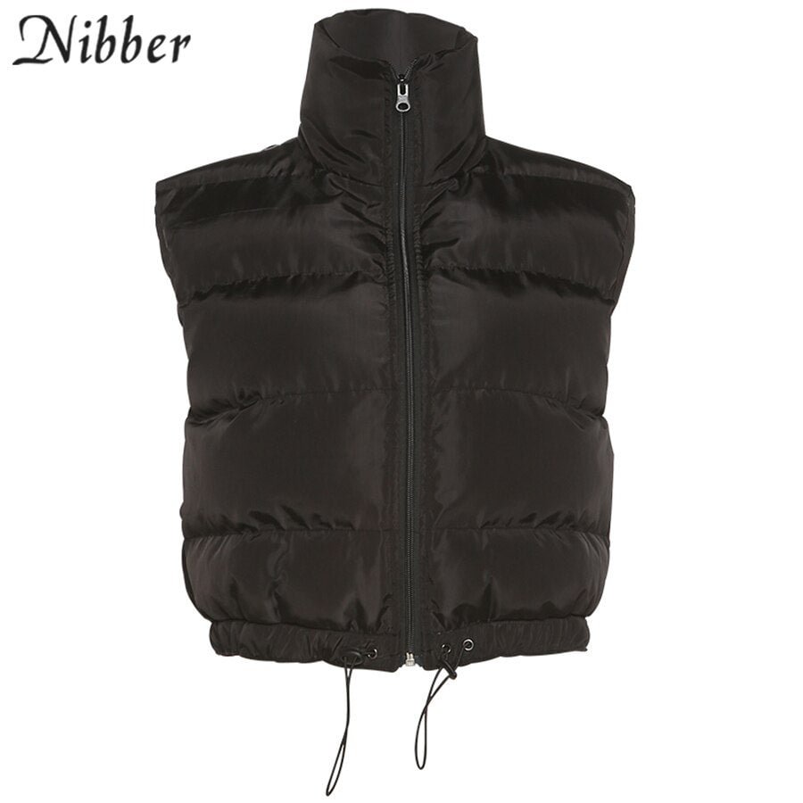 Nibber Fashion Mercerized Cotton Tank Tops For Women Hipster Zipper Drawstring Sleeveless Vest Casual Streetwear Female Clothing