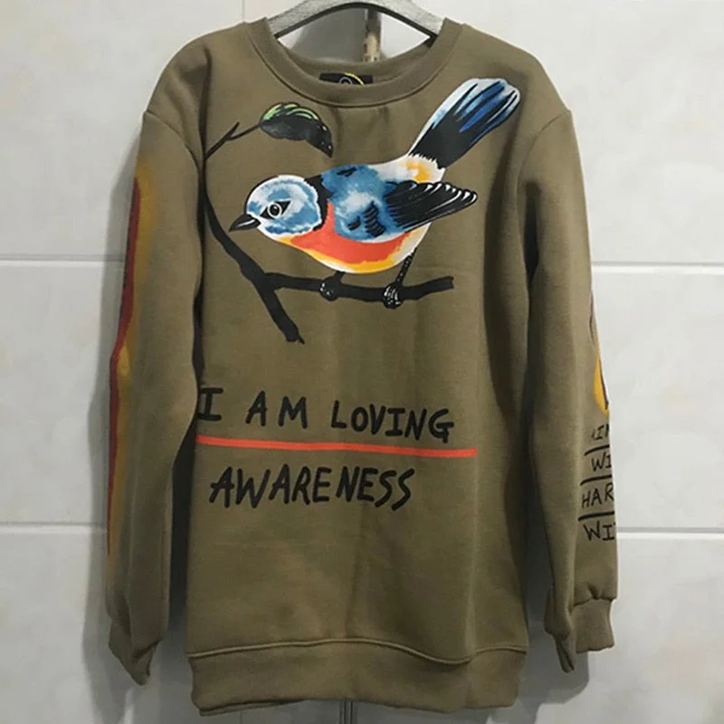 Kanye West Graffiti Letter Print Plus Velvet Sweatshirt Men Harajuku Fleece Hoodie Hip Hop Stranger Things Hooded Hoodies