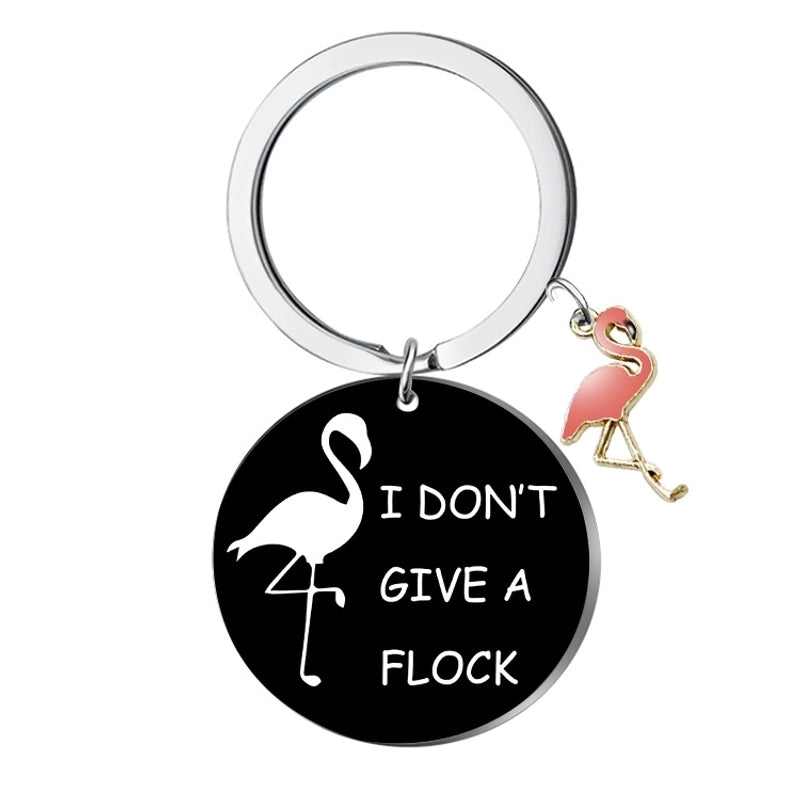 Minimalist Letter Flamingo Stainless Steel Unisex Bag Pendant Memorial Keychains