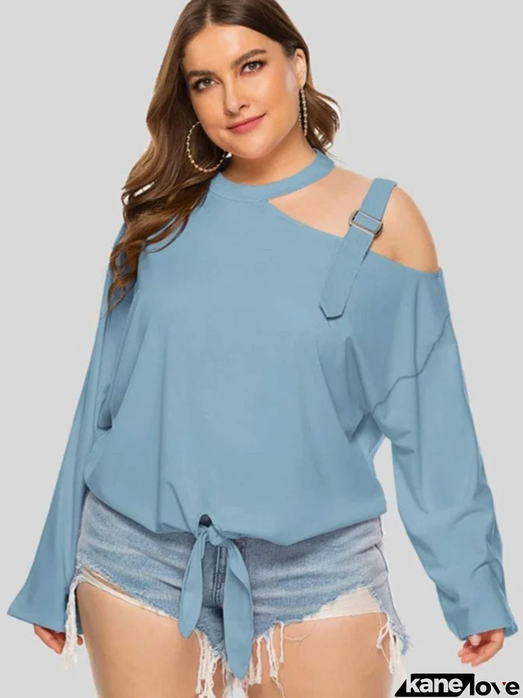 Plus Size Cold-Shoulder Tied Top