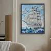 Diamond Painting-DIY Special Shaped Drill Pearl Painting Blue Sailboat(35x45cm)