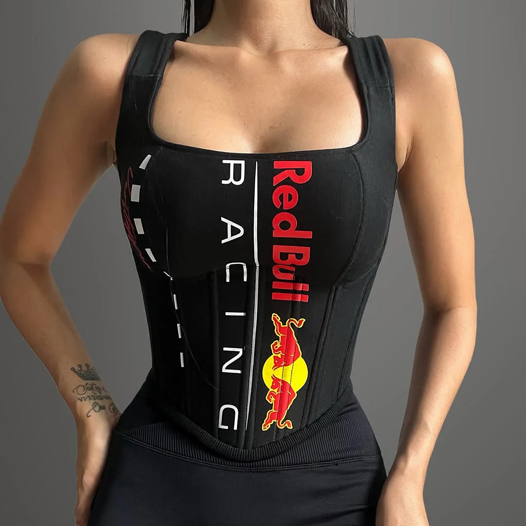 Women's Racing Print Suit Suspenders + Jacket Sexy Racing Girl Suit