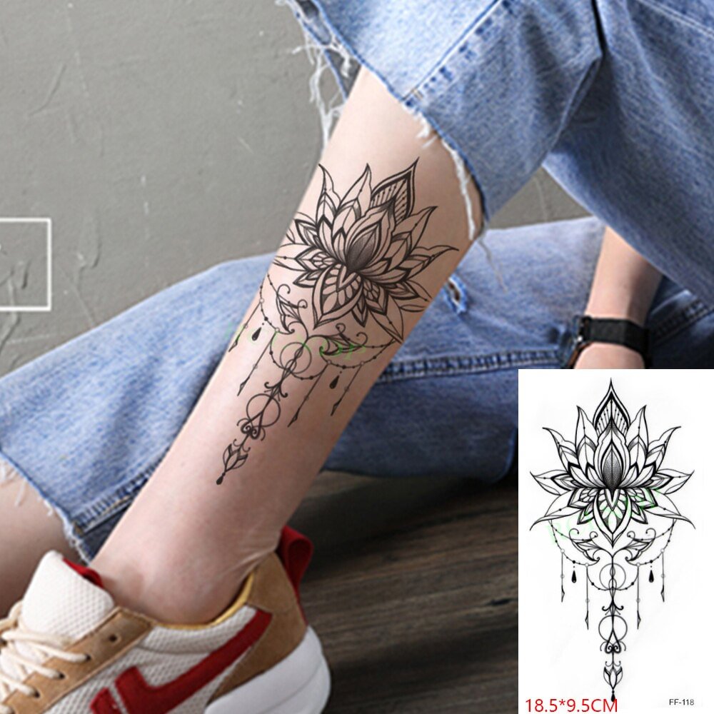 Gingf Temporary Tattoo Sticker Lotus Sexy diamond flash tatoo fake Tatto Arm Back leg foot body art for Women Men