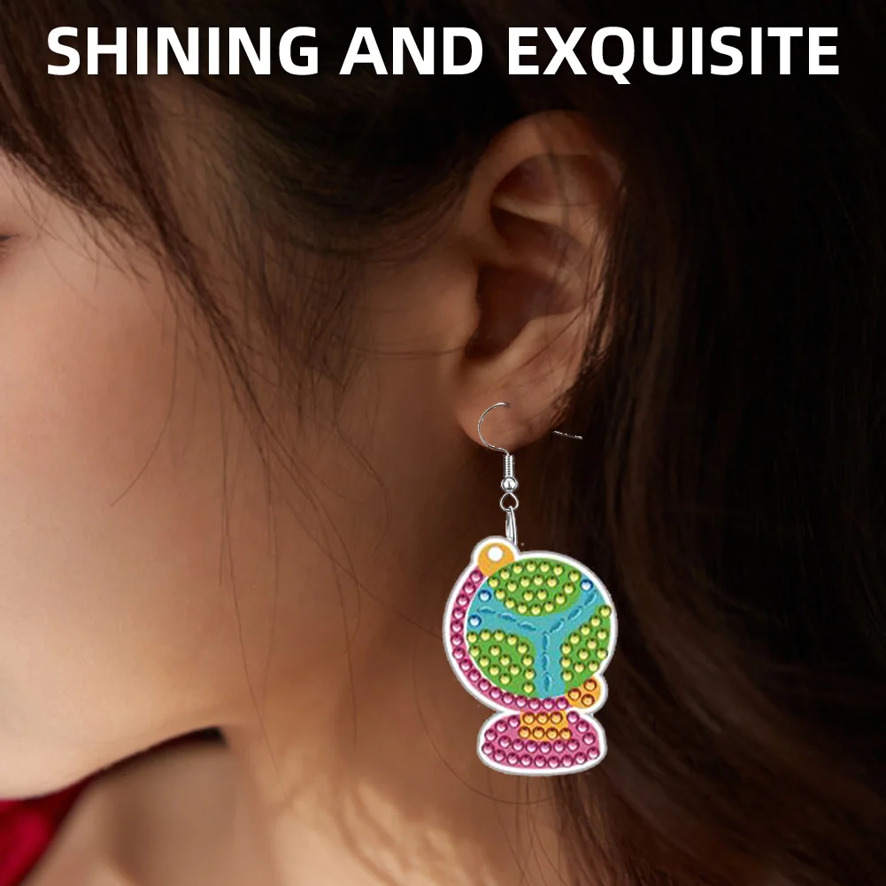 12 Pairs Stationery DIY Diamond Art Earring Double Side Diamond Painting Earring