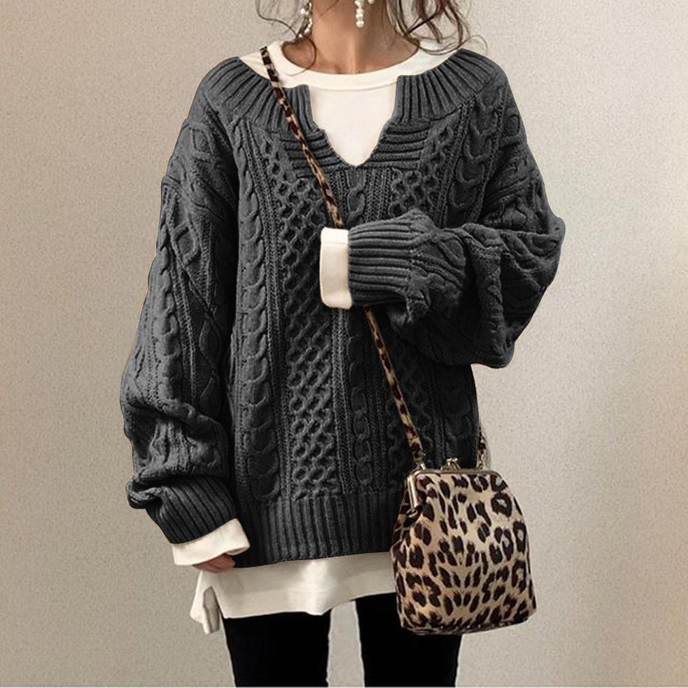 Casual Twist Texture V-Neck Sweater Top