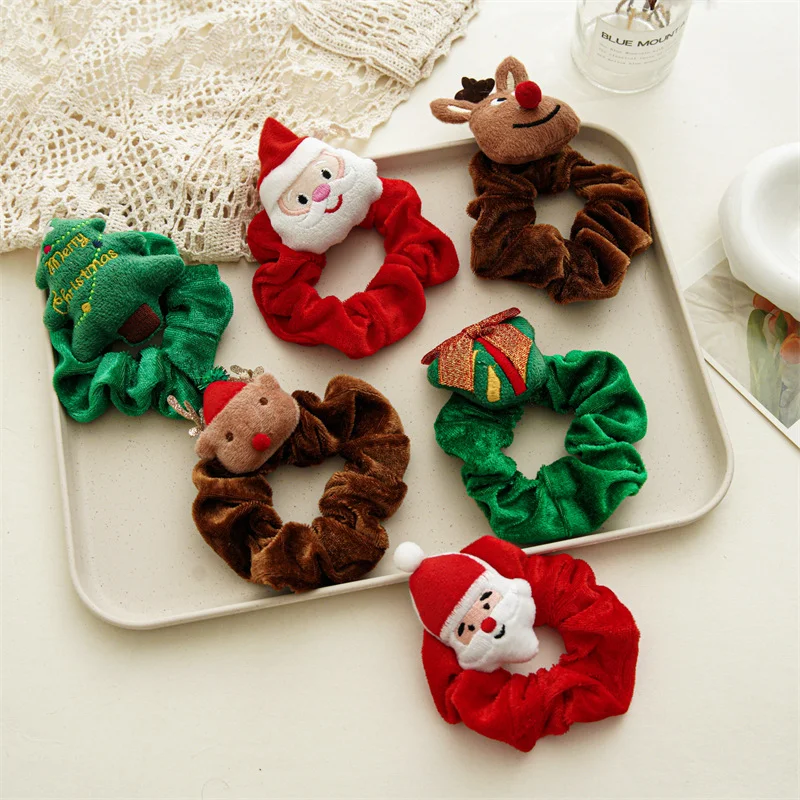 Christmas cartoon plush hair ring hair accessories