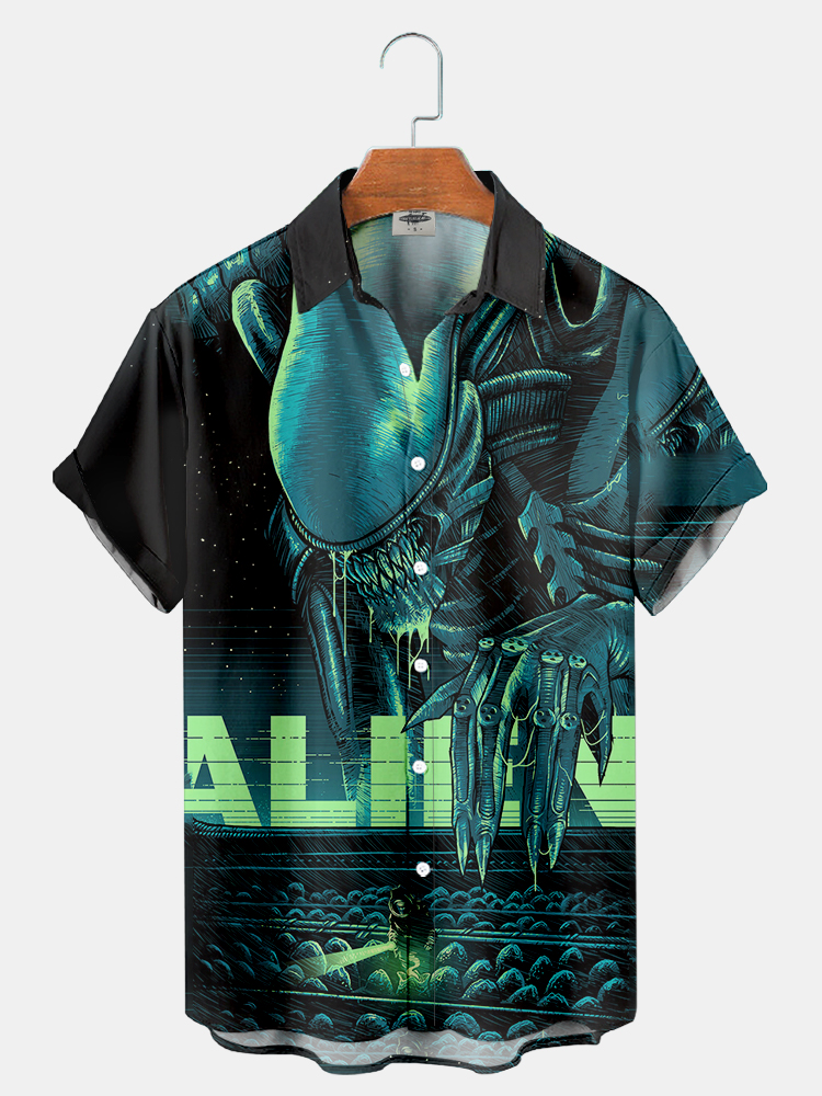 Men'S Classic Monster Movie Printed Shirt PLUSCLOTHESMAN