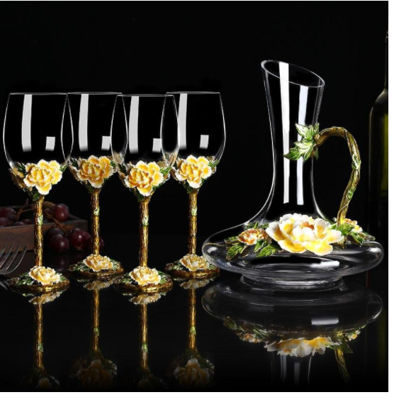 European Enamel-Colored Wine Glass Sobriety Set