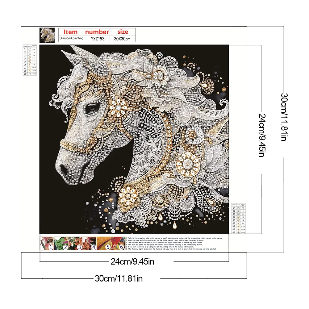 5D DIY Partial Special Shaped Drill Diamond Painting Horse Decoration 30x30cm