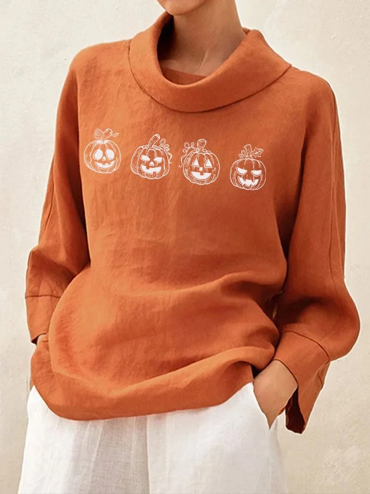 Women's Pumpkin Art Casual Print Top