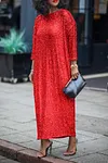 Women's Glittery Sequin Long Sleeve Maxi Dress