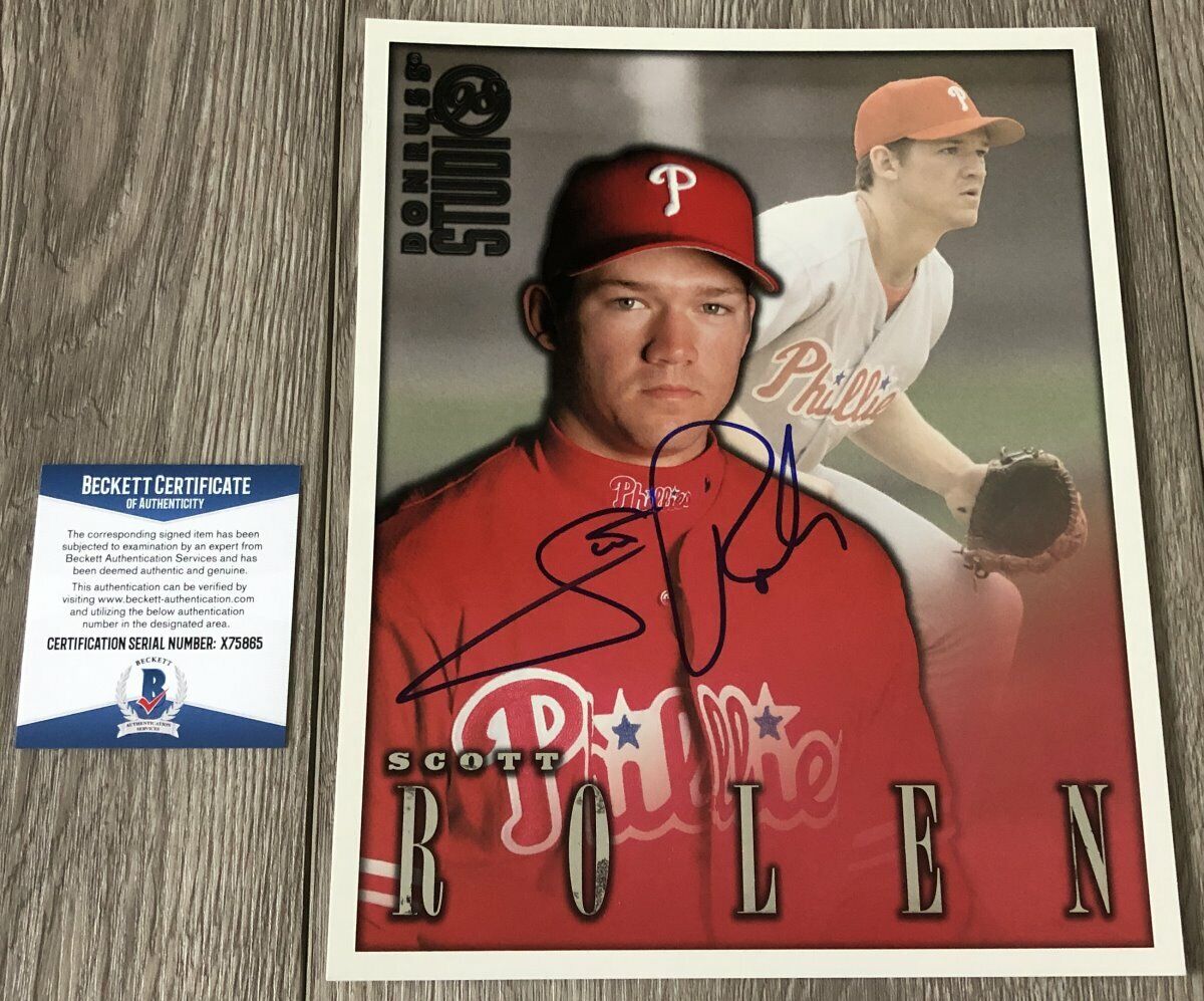 SCOTT ROLEN SIGNED PHILLIES 1998 DONRUSS STUDIO 8x10 Photo Poster painting & BECKETT COA