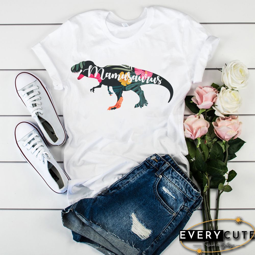 Women Mama Mom Dinosaur Print Mother Clothing Tees Tops Graphic Female Ladies Womens Lady T-Shirt Tumblr T Shirt T-Shirts