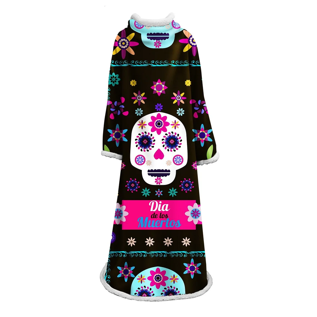 Blanket With Sleeves 3D Printed Terror Cat Microfiber Warm Sherpa Fleece Sofa Blanket Outdoor Plush Coral Manta Drop Shipping