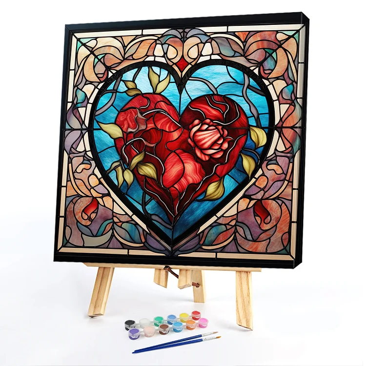 Oil Paint By Numbers - Red Love Heart - 40*40CM