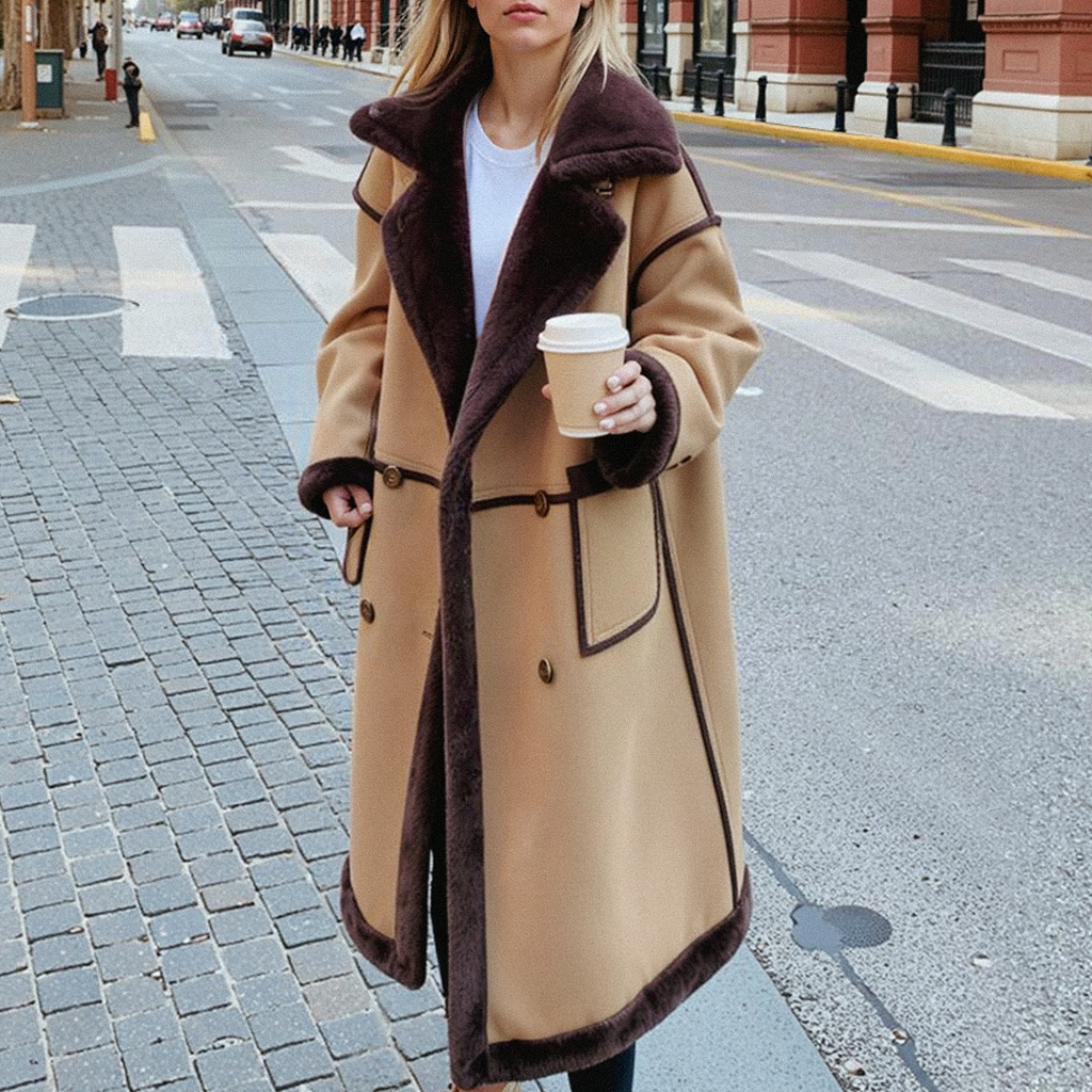 Women's Winter Lambswool Coat With Velvet And Thick Fur Mid-length