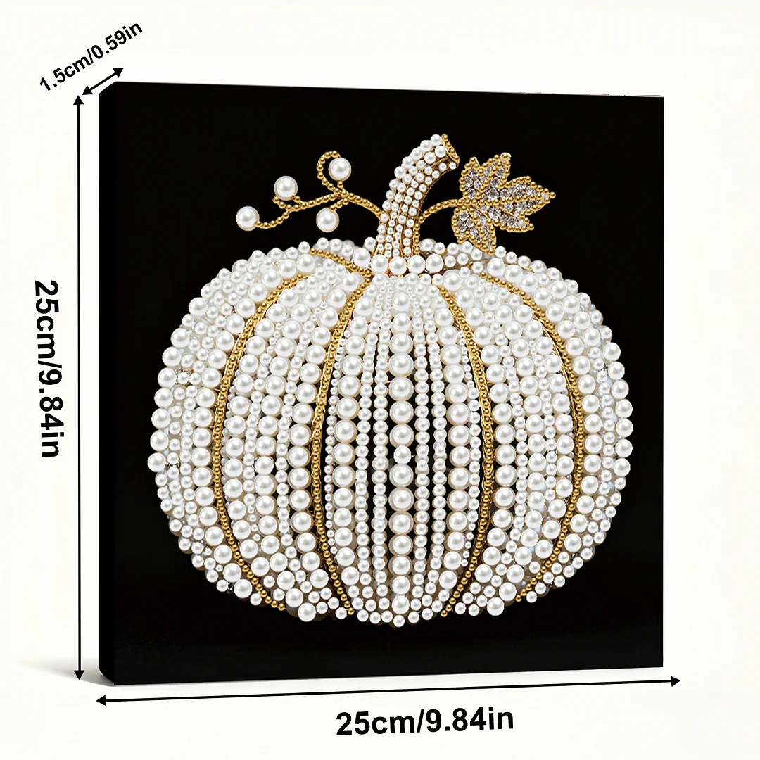 Pumpkin DIY Pearl Art Diamond Painting Kit for Adult Home Decor 25x25cm With Frame