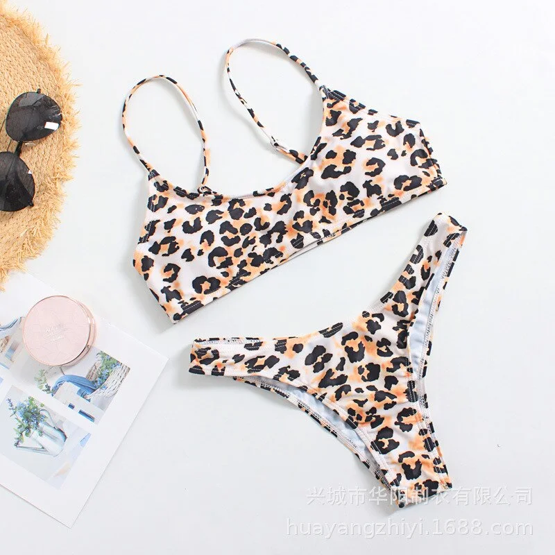 Sexy Bandeau Bikini Set women push up swimwear female leopard Tong swimsuit Brazilian Bikinis 2019 new summer Bathing suit S-XL