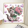 Diamond Painting-DIY Crystal Rhinestonet Flower Cat