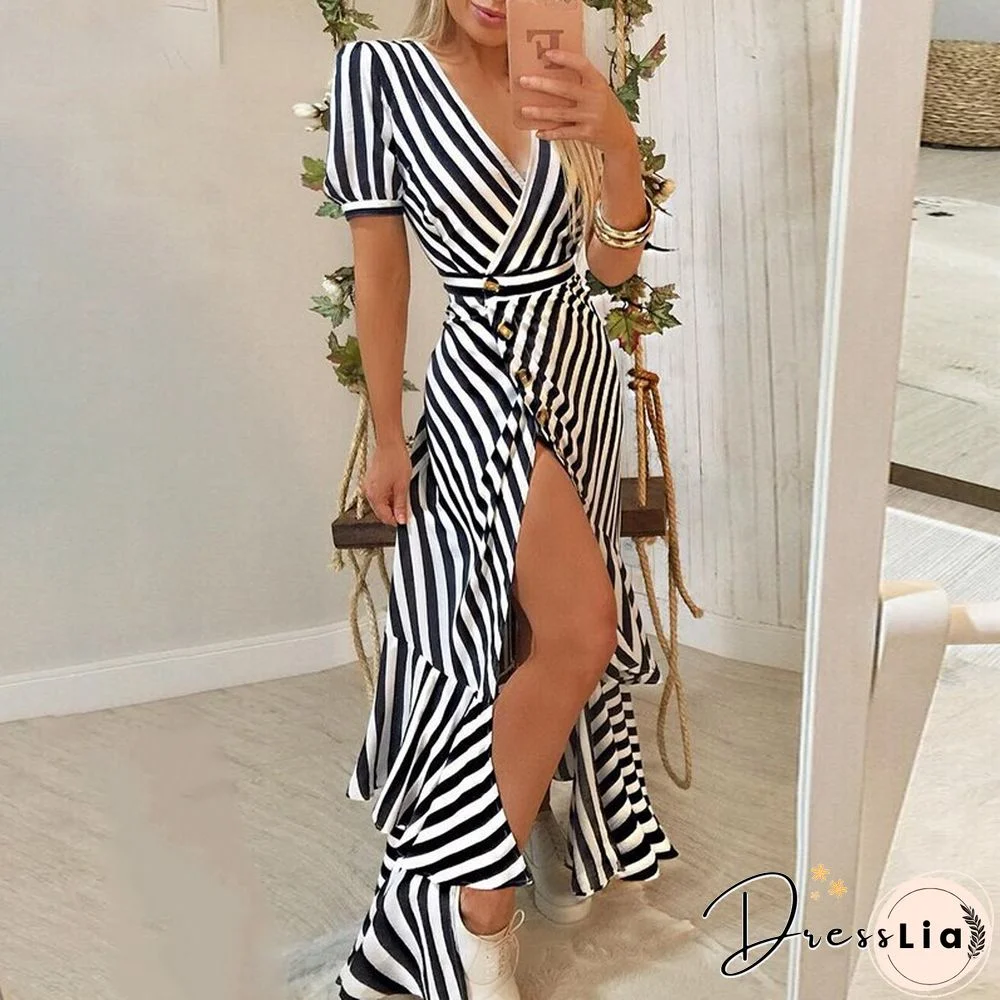 Ruffles Hem Dress Women Casual Dress