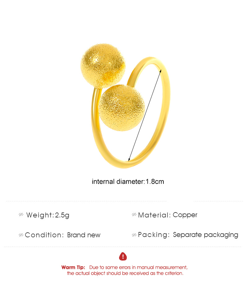 Round Bead Gold Plated Frosted Ring