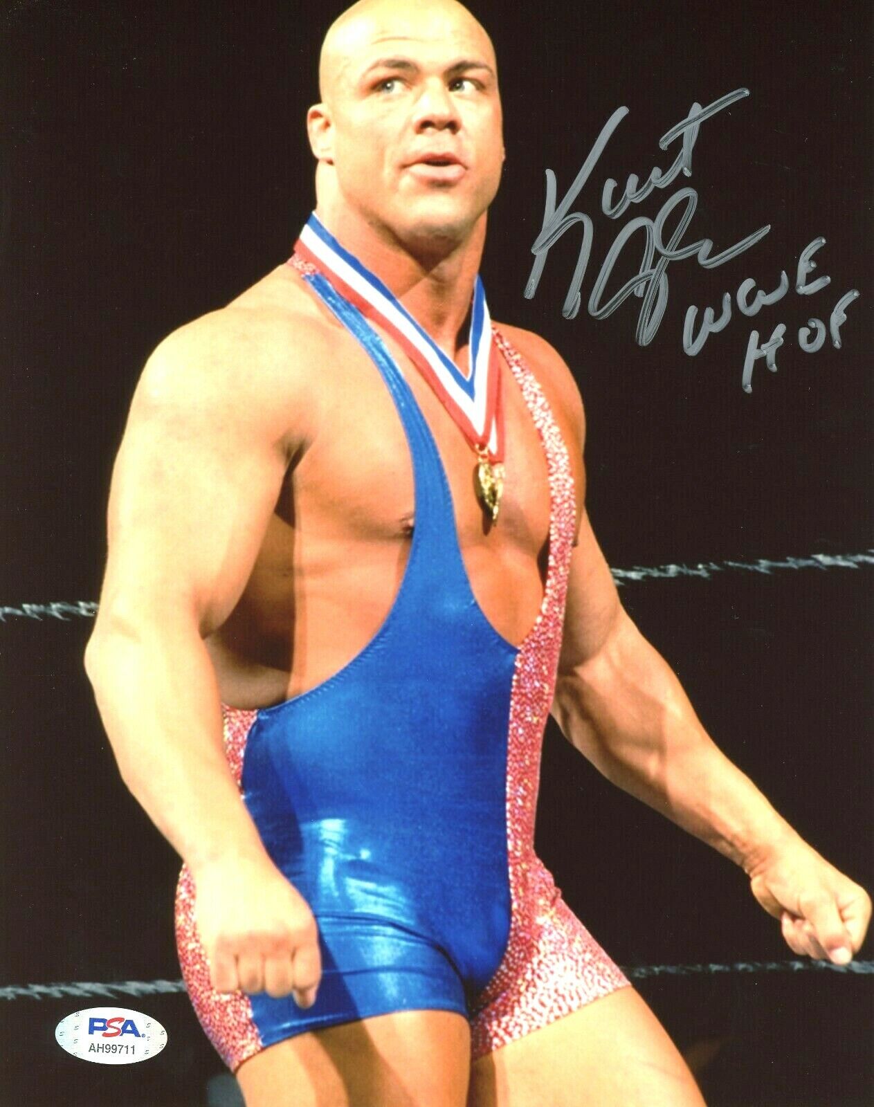 WWE KURT ANGLE HAND SIGNED AUTOGRAPHED 8X10 WRESTLING Photo Poster painting WITH PSA DNA COA 6