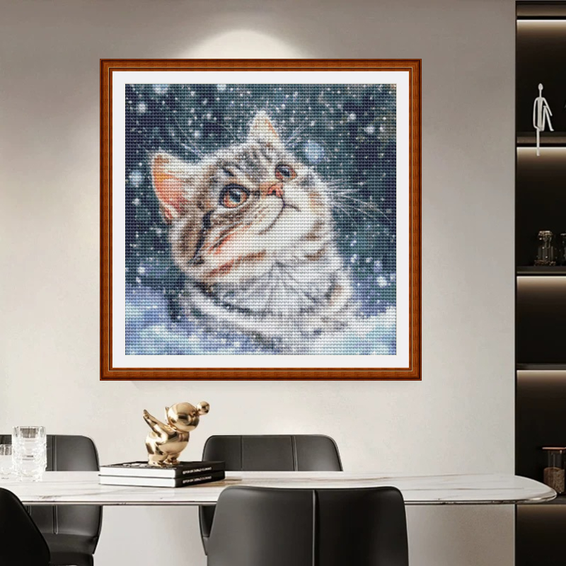 【ZZ6809- Snow Cat】 Painting Fairy Cross Stitch