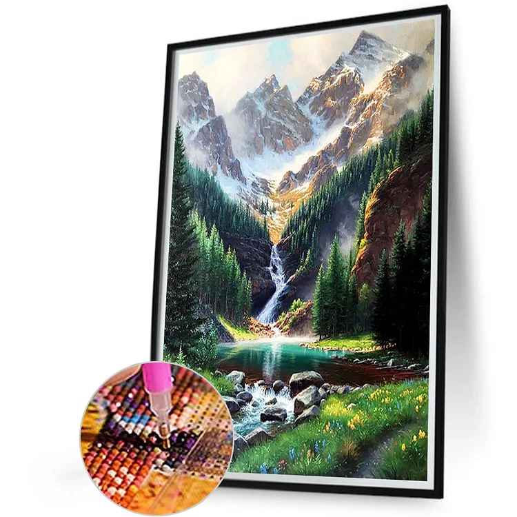 DIAMOND PAINTING KIT FULL DRILL SQUARE MOUNTAIN RIVER 60X40 CM