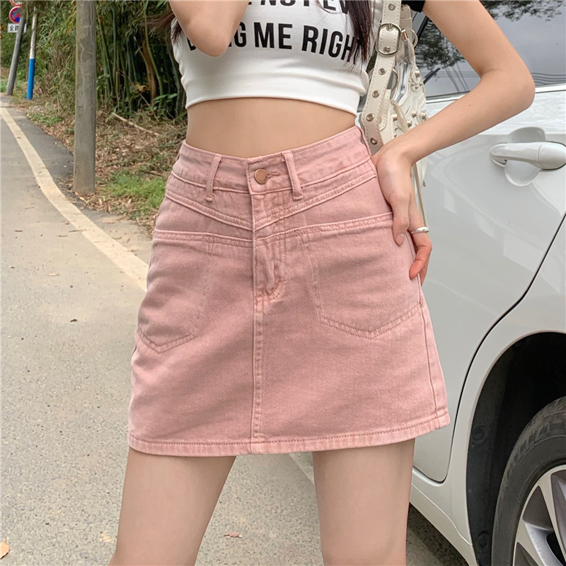Vintage High-Waisted Denim A-Line Mini Skirt