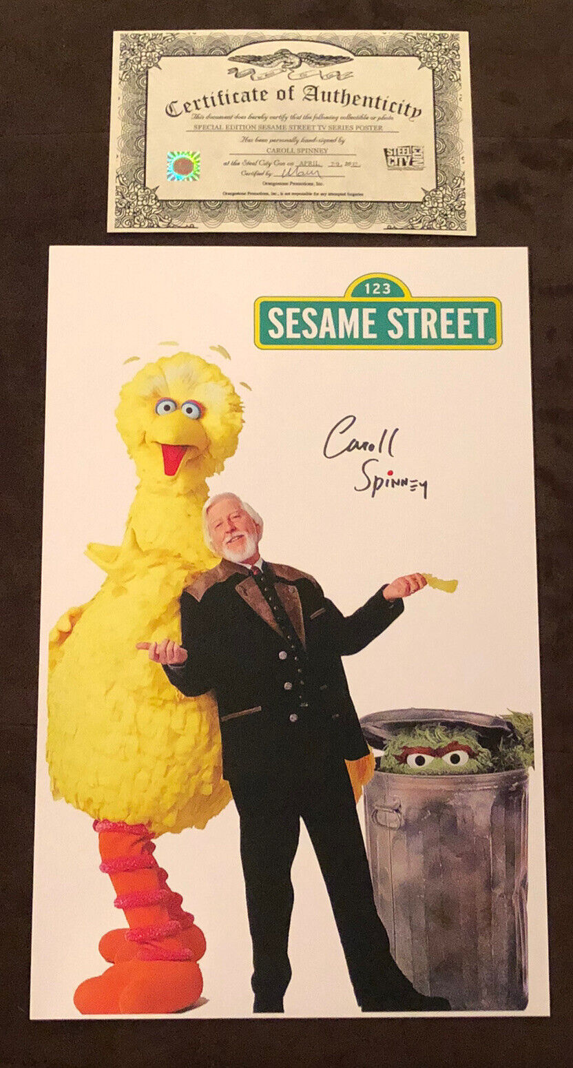 Caroll Spinney SIGNED 11x17 Photo Poster painting AUTOGRAPH Sesame Street Big Bird Oscar COA