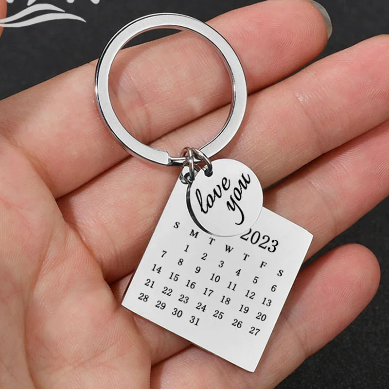 Calendar Name DIY Engraved Keychain