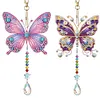 Butterfly 5D Diamond Painting Suncatcher with Crystal Pendant, Double-Sided Hanging Wind Chime Kit for Adults | Colorful Spring Window Decor