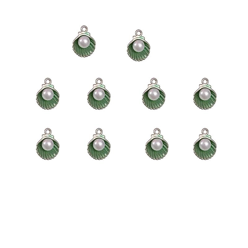 10 PCS/Package Aluminum-Magnesium Alloy Artificial Pearls KC Gold White Pearl Shell Jewelry Accessories Pendant