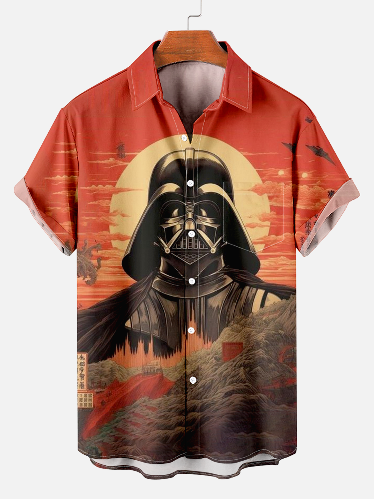 Men's Retro Movie Character Warrior Casual Landscape Print Shirt PLUSCLOTHESMAN