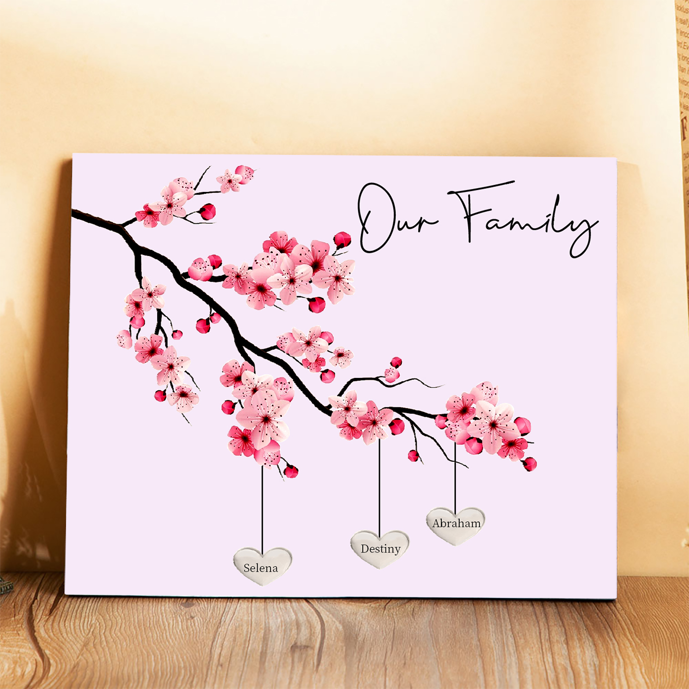 Personalized Street Sign In Cherry Blossom Canvas - Up to 9 Names