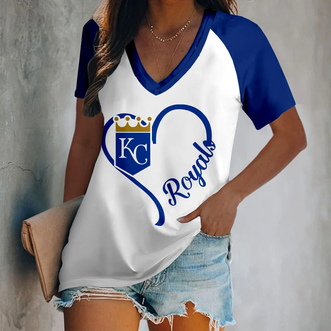 Women's Printed Short Casual V-Neck T-Shirt