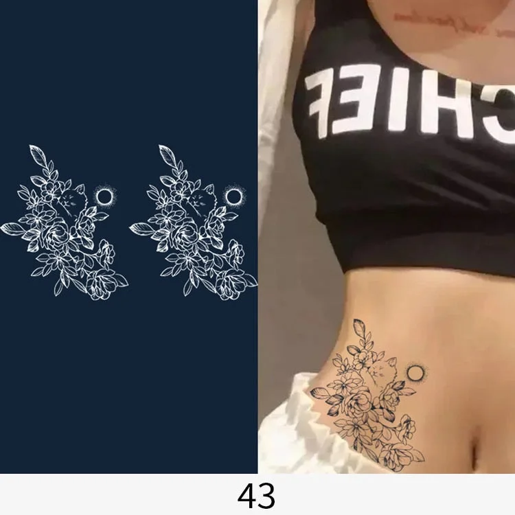 Flower Butterfly Animal Art Festival Comic Text Waterproof Full Body Arm Natural Temporary Tattoo For Men and Women