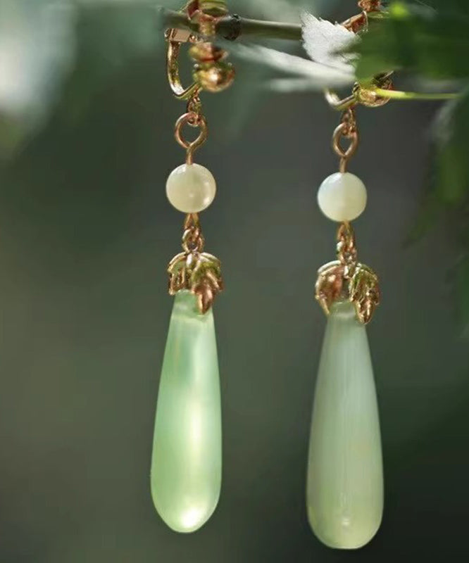 VCSHOES Chic Green Sterling Silver Alloy Pearl Drop Earrings