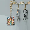 (US Local)6PCS  Christmas DIY Diamond Painting Keychain Diamond Art Kits Keyrings