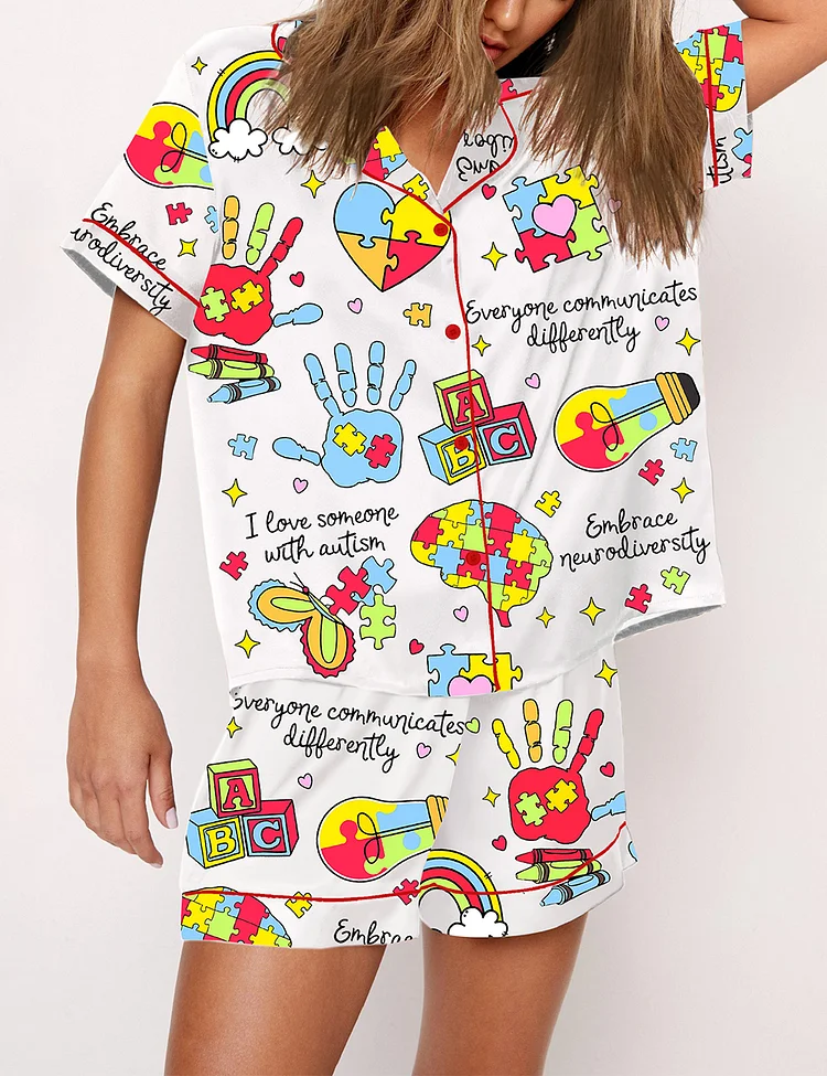 Women's Everyone Communicates Differently Autism Month Pajama Set